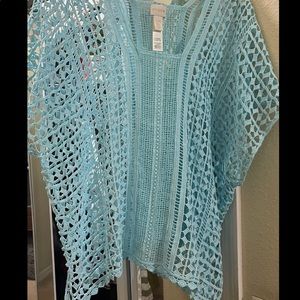 Cute aqua blue top, wear a little tank underneath